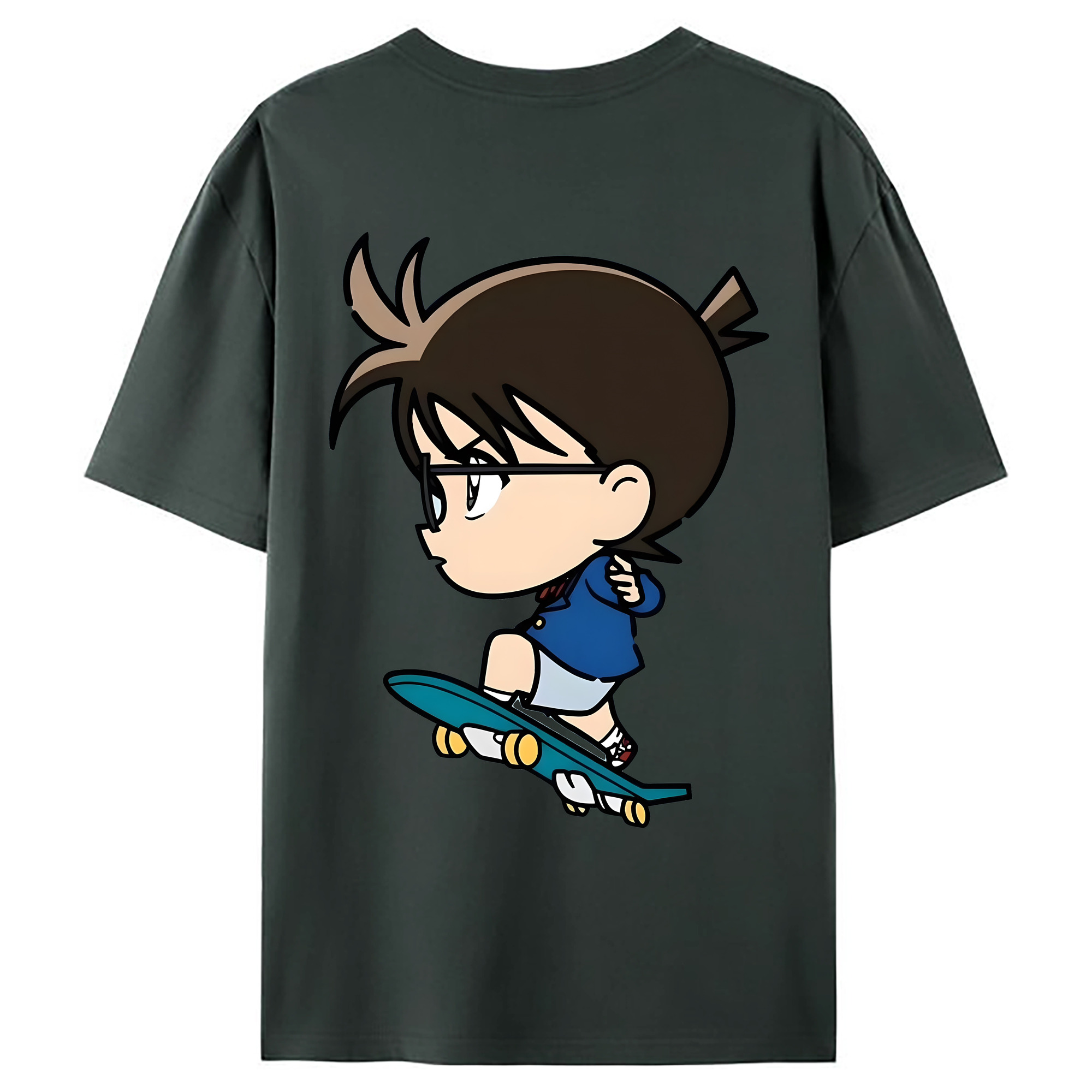 （画像用） 名探偵コナン 江戸川 コナン Detective Conan Conan Edogawa 綿100％ メンズ半袖Tシャツ（バックプリント） 通気性